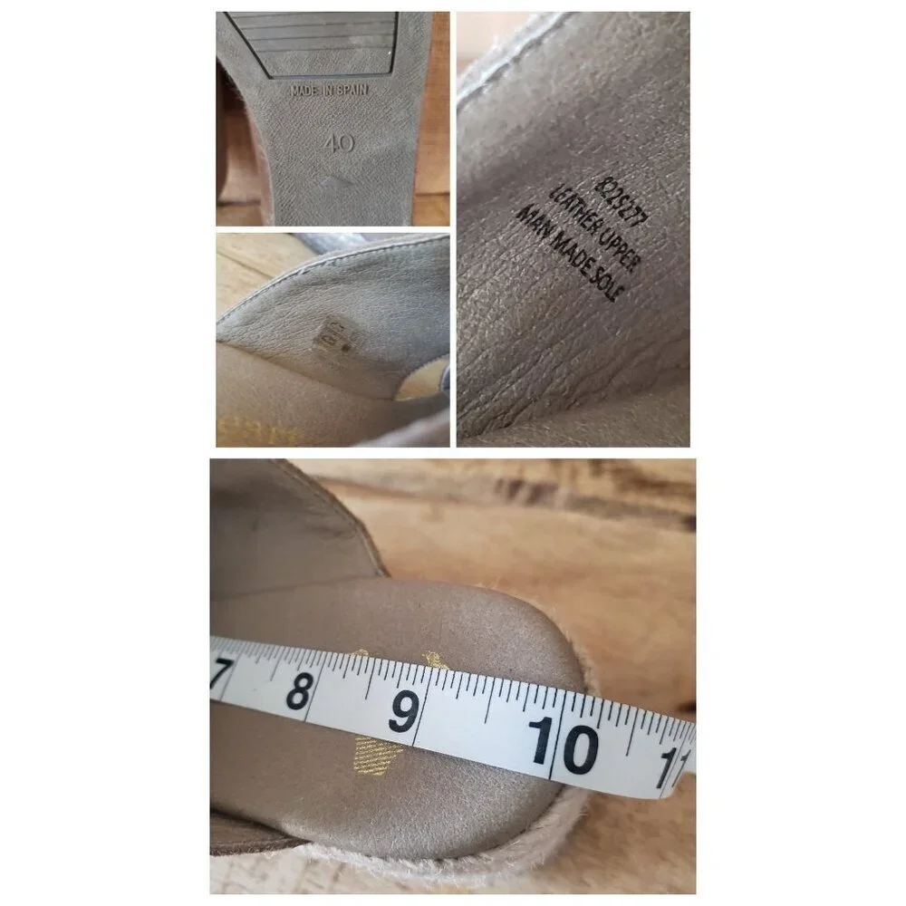 Anthropologie Paseart Tan Suede Cross Strap Ombre Wedge Espadrille Slides 10